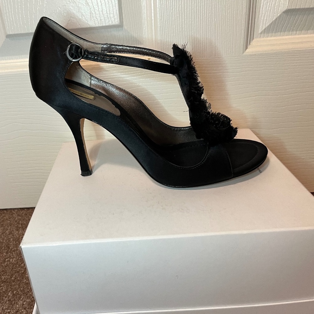 Max Studio Black Satin Stilettos, size 8.5